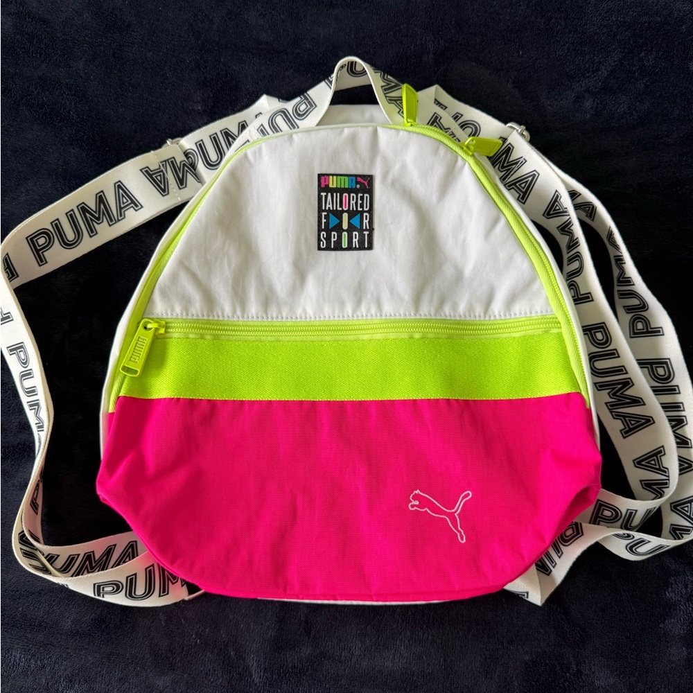 Puma White, Lime Green, and Hot Pink Backpack